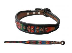 Showman Couture Embroidered serape design dog collar with copper buckle