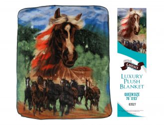 Showman Couture Luxury plush blanket with patriotic horse print. Queen Size 76" x 93"