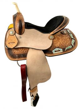 14", 15", 16" Circle S Barrel Style Saddle with Feather Concho Design