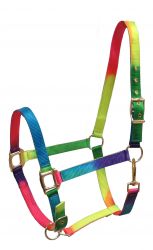 Showman Full Size Neon rainbow halter with adjustable nose