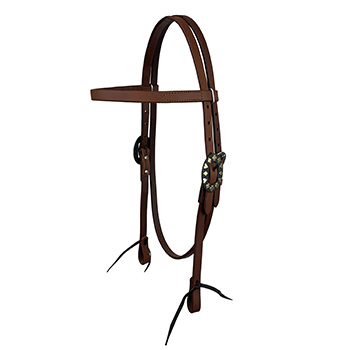 Tooled and plain leather headstalls