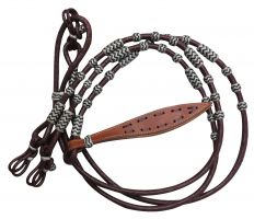 Showman Braided purple burgundy rawhide romal reins with leather popper