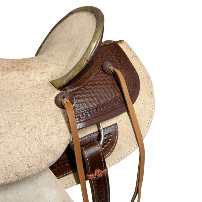 Buffalo Saddlery Rugged Outlaw Natural Roughout Roper Style Saddle - 16 Inch #4