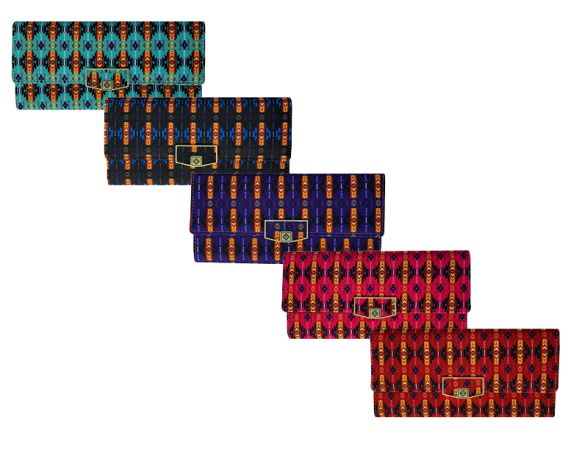 Aztec print snap closure wallet