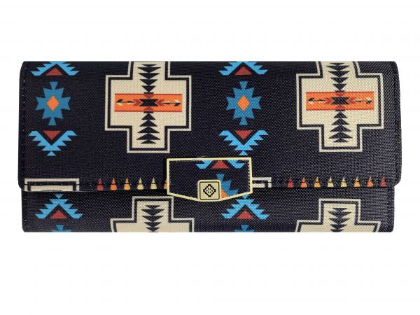 Aztec print zippered wallet with button closure #2