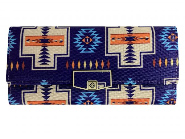 Aztec print zippered wallet with button closure #3