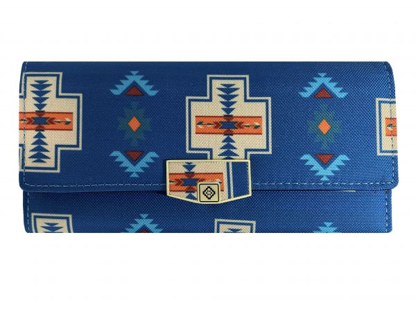 Aztec print zippered wallet with button closure #4
