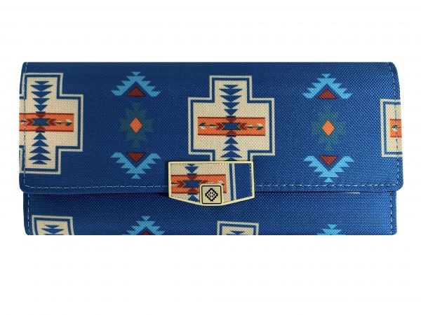 Aztec print zippered wallet with button closure #4