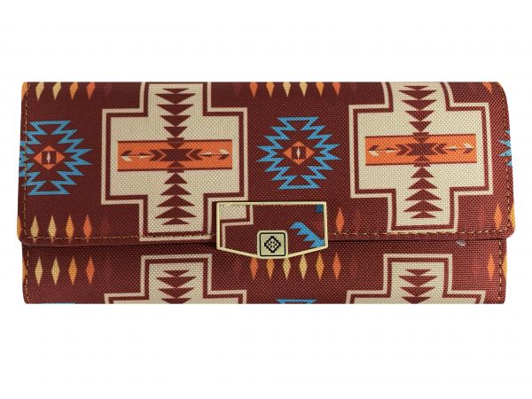 Aztec print zippered wallet with button closure #5
