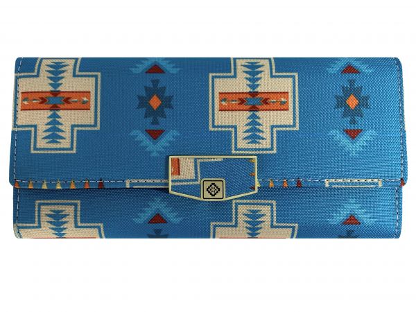 Aztec print zippered wallet with button closure #6