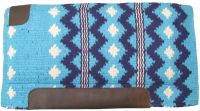 36" x 34" 100% New Zealand wool cutter style blue diamond pad. Colors will vary