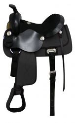 13" Double T Black Nylon Cordura Saddle with Suede Leather Seat and Leather Jockeys