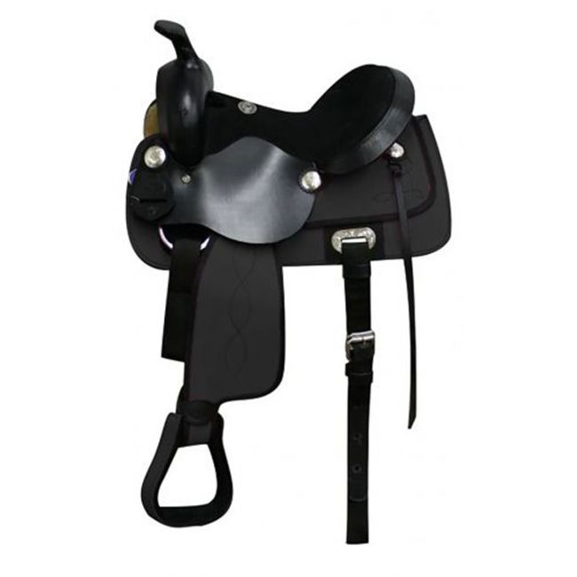 Double T Black Nylon Cordura Saddle with Suede Leather Seat - 14 Inch