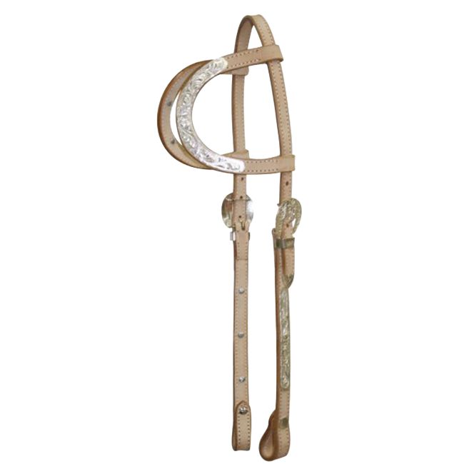 Showman Double Ear Silver Show Headstall with 7' Split Reins #2