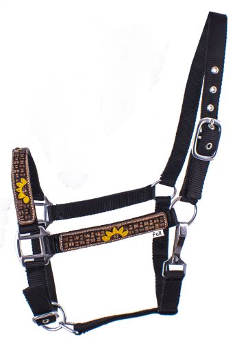 Showman Leather overlay halter with hand painted sunflowers