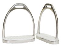 Showman 4" stainless steel English irons with white rubber tread