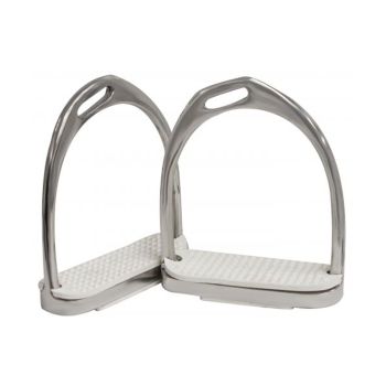 Showman 4 3/4" Stainless Steel Offset English Irons with White Pads