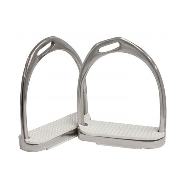 Showman 4 3/4" Stainless Steel Offset English Irons with White Pads