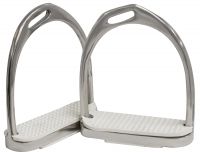 Showman 4 3/4" stainless steel offset English irons with white pads