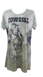 "Wild West Cowgirl" Round Neck T-Shirt
