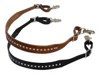 Showman 1.25" wide leather wither strap with crystal studs