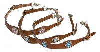 Showman Scalloped leather wither strap with crystal rhinestone conchos