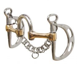 Showman stainless steel slotted kimberwick with 5" copper swivel port mouth