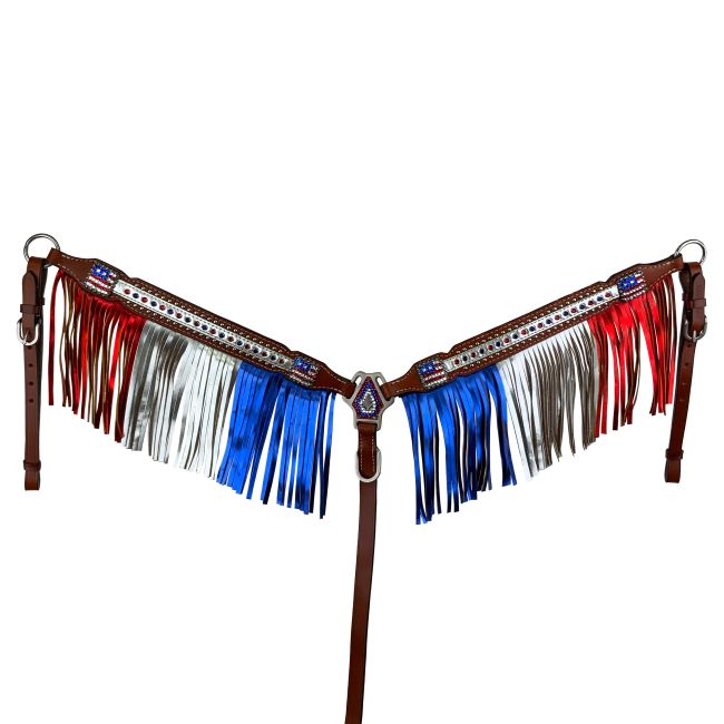 Showman Patriotic Metallic Fringe Headstall and Breastcollar Set #3