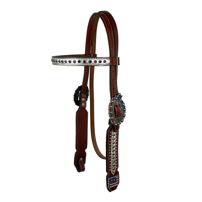 Showman Patriotic Metallic Fringe Headstall and Breastcollar Set #2