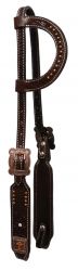 Showman dark oil Argentina cow leather single ear headstall with copper studs and conchos