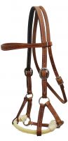 Showman Argentina cow leather side pull with twisted rope noseband