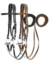 Showman Horse Size nylon headstall with snaffle bit