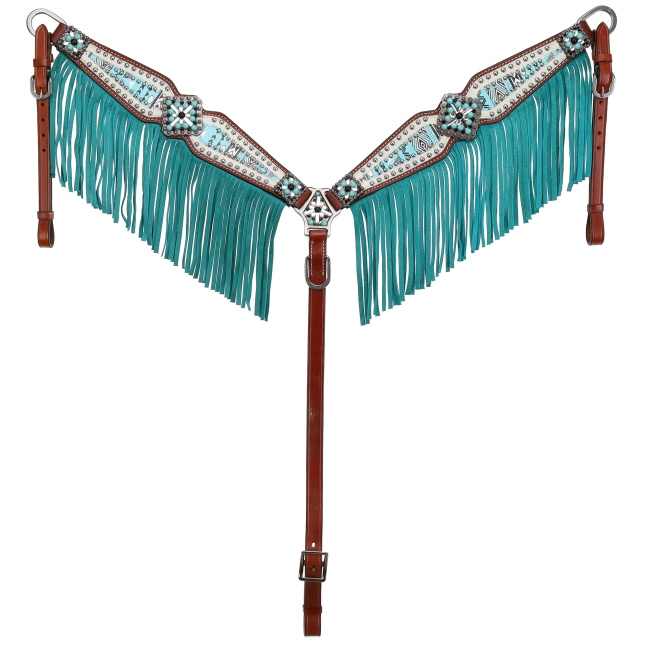 Showman Arctic Aztec One Ear Headstall and Breastcollar Set #3
