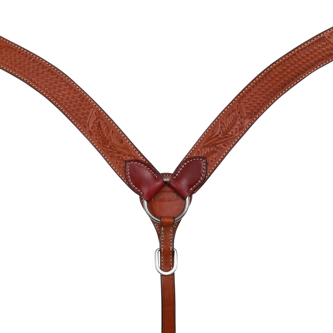 Showman Argentina Cow Leather Breastcollar with Floral and Basket Tooling #2