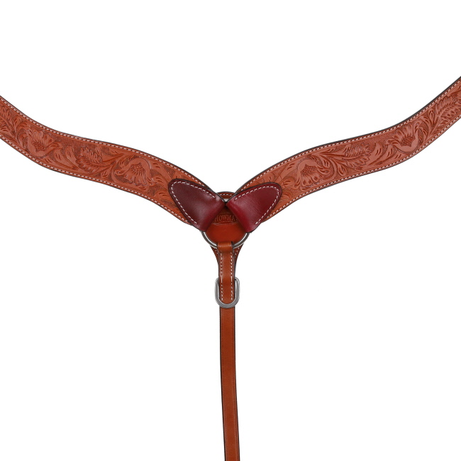 Showman Argentina Cow Leather Contoured Breastcollar with Floral Tooling #2