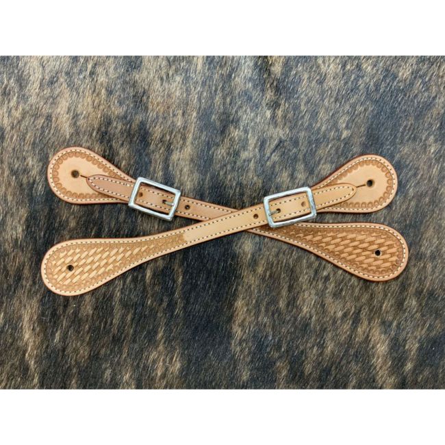 Showman Argentina Cow Leather Men's Basketweave Spur Straps #2