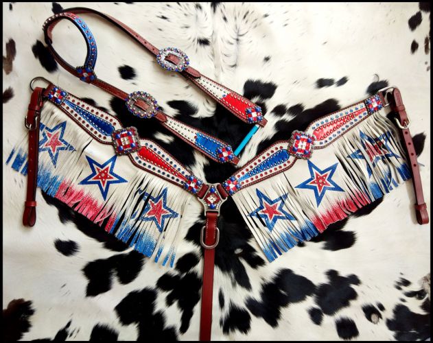 Showman Red&#47; White&#47; Blue patriotic fringe set #4