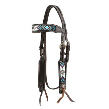 Showman Blue Ridge Argentina Cow Leather Beaded Headstall