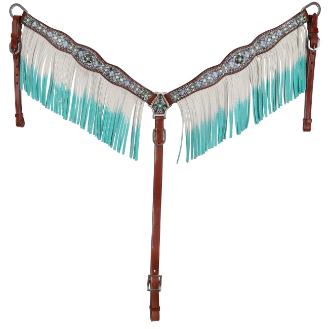 Showman Blue Diamond Browband Headstall and Breastcollar Set #3