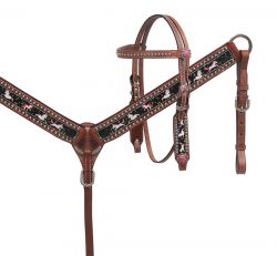 Showman PONY SIZE Unicorn print headstall and breast collar set