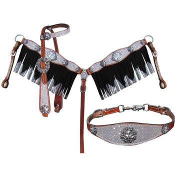 Showman 4-Piece Shimmer One Ear Headstall & Breastcollar Set