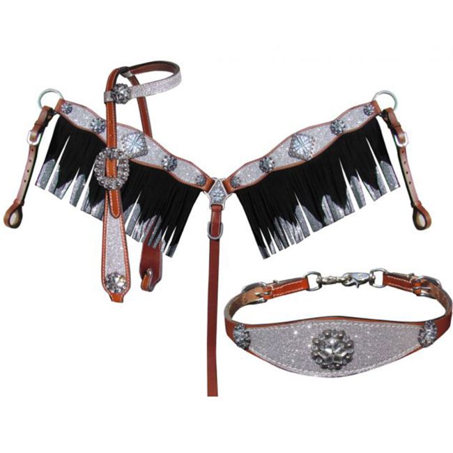 Showman 4-Piece Shimmer One Ear Headstall & Breastcollar Set