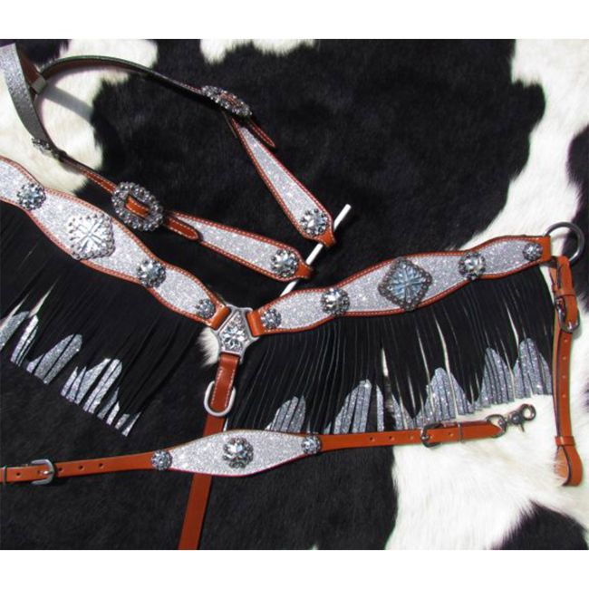 Showman 4-Piece Shimmer One Ear Headstall & Breastcollar Set #2