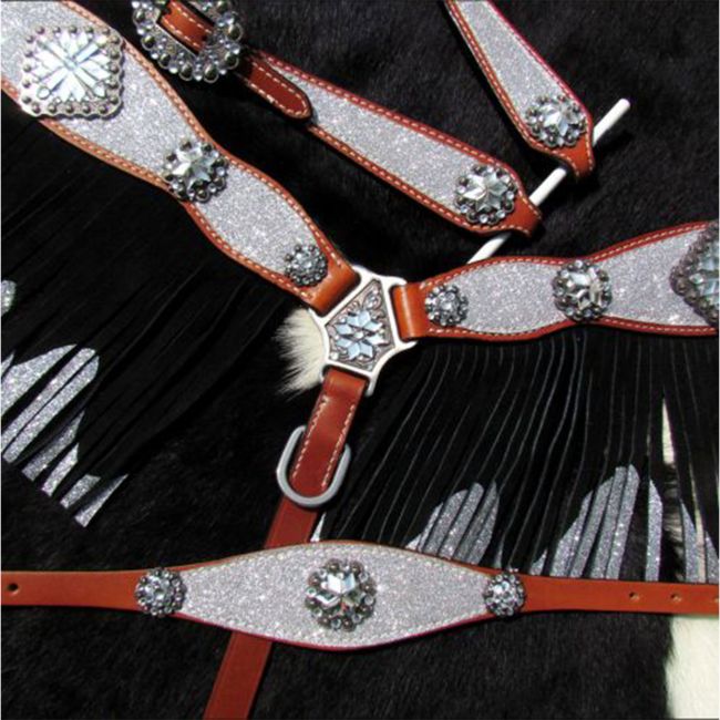 Showman 4-Piece Shimmer One Ear Headstall & Breastcollar Set #3