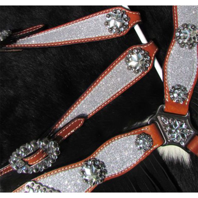 Showman 4-Piece Shimmer One Ear Headstall & Breastcollar Set #4