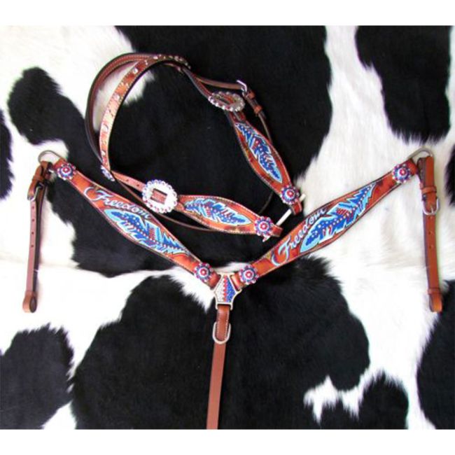 Showman "Freedom" Feather Headstall and Breastcollar Set #2