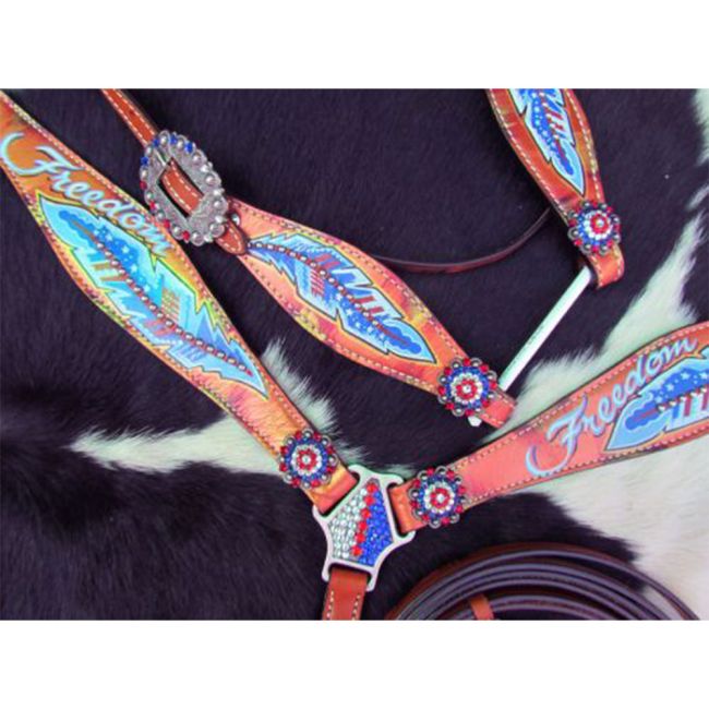 Showman "Freedom" Feather Headstall and Breastcollar Set #4