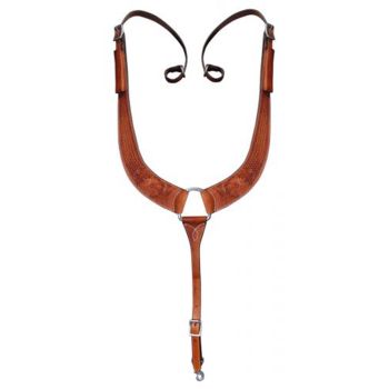 Showman Argentina Cow Leather Basketweave and Floral Tooled Pulling Collar