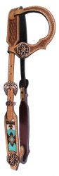 Showman Argentina cow leather single ear headstall with beaded inlay