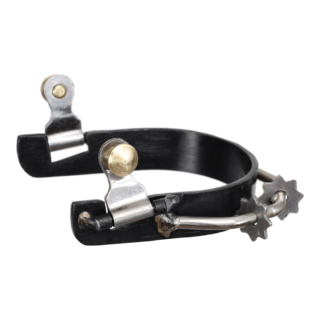 Showman Ladies' Black Steel Bumper Spur with Rowels
